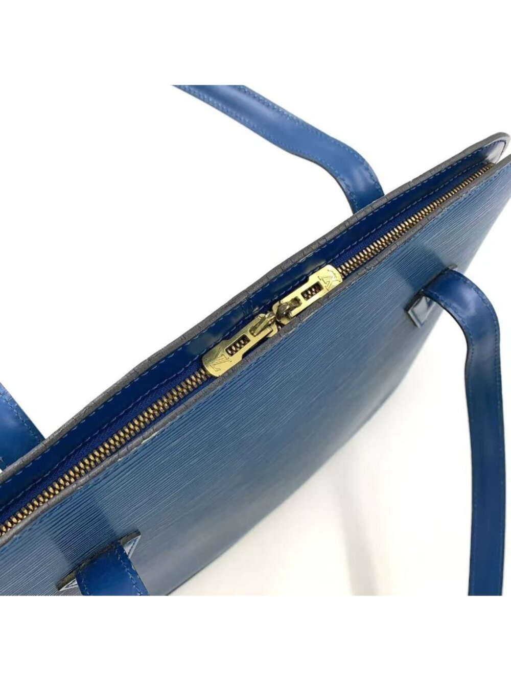Louis Vuitton Sac Epi Toledo Blue Leather Tote Gold - Picture 13 of 15